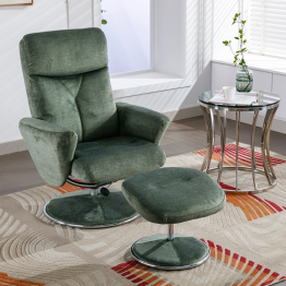 SC.Paddington Recliner Chair & Footstool in Moss Green